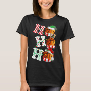Camiseta Ho Ho Bysketbyll Luz Santa Hat Reindeer Elf
