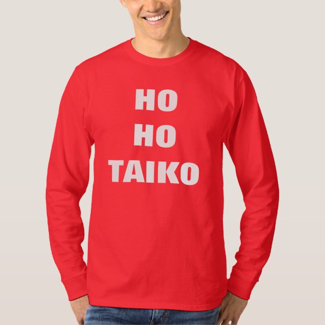Camiseta HO HO Capa longa da T-camisa do Natal de TAIKO (Frente)