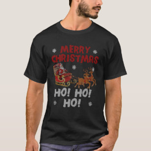 Camiseta Ho Ho com Santa Hat Feliz Papais noeis de Natal Cl