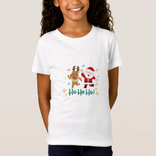 Camiseta "Ho Ho: Crianças Festivas" com Papais noe