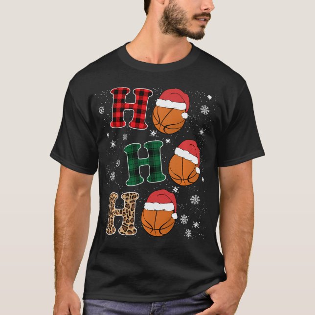 Camiseta Ho Ho Engraçado Papai Noel Basbasquetebol Amantes  (Frente)