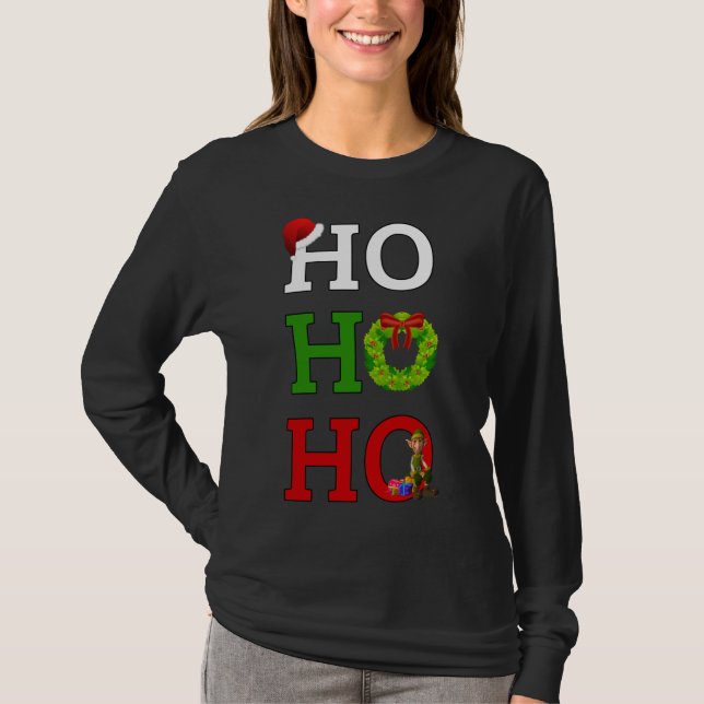 Camiseta Ho Ho Feliz Elf de Natal (Frente)
