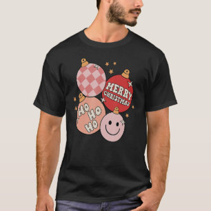 Camiseta Ho Ho Feliz Natal Groovy Retro Xmas Bauble