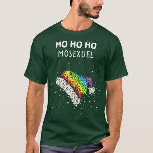 Camiseta Ho Ho Gay Santa Hat Rainbow Pride