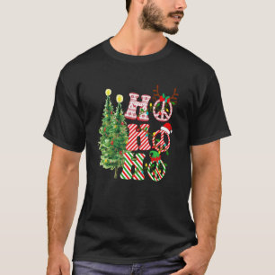 Camiseta Ho Ho Hippie Sinal de Paz de Árvore de Natal Corre
