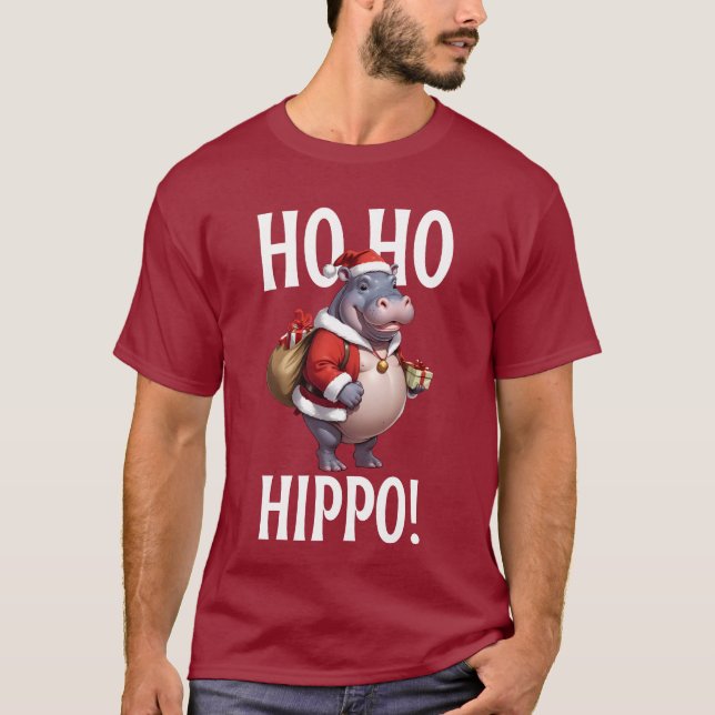 Camiseta Ho Ho Hippo Christmas Humor Design (Frente)
