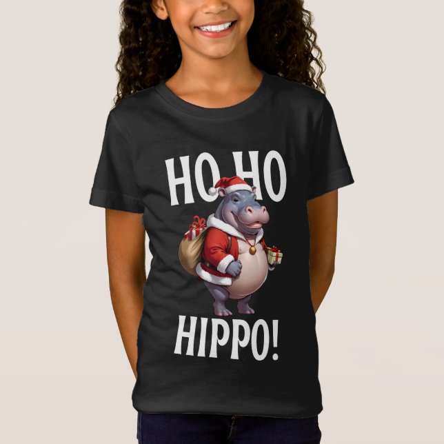 Camiseta Ho Ho Hippo Christmas Humor Design (Frente)