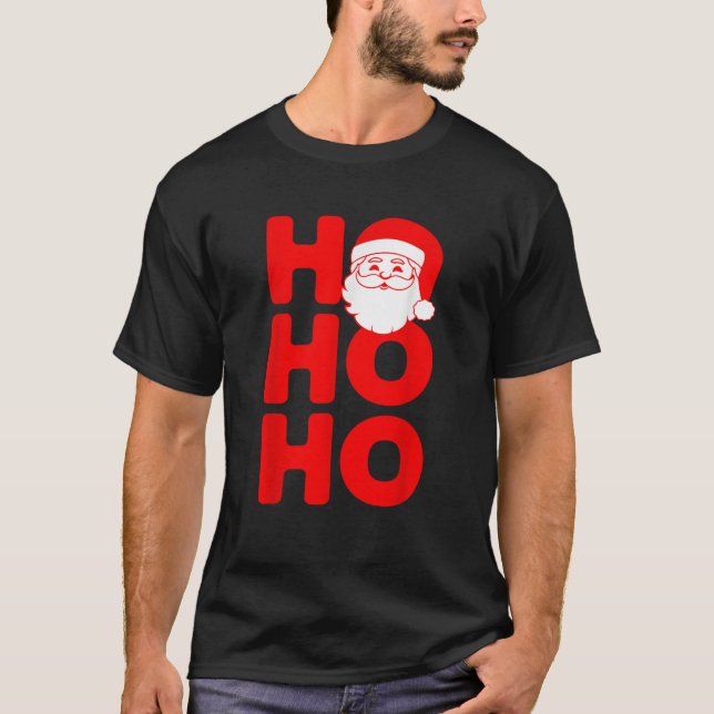 Camiseta HO HO HO 3 Santa Claus Xmas  (Frente)