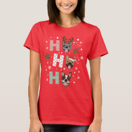 Camiseta Ho Ho Ho Buldogue Francês Feliz Natal