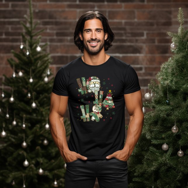 Camiseta Ho Ho Ho Christmas Festive Patchwork (Criador carregado)