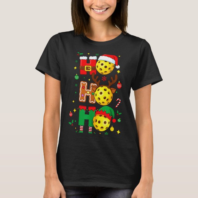 Camiseta Ho Ho Ho Ckleball Christmas, Funny Paddle Players  (Frente)