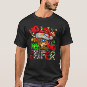 Camiseta Ho Ho Ho Cute Highland Vaca Natal Santa Hat Buf