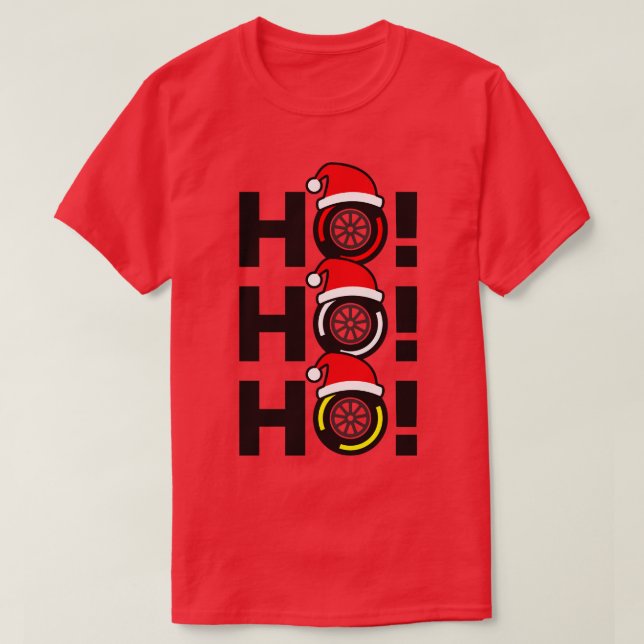 Camiseta Ho Ho Ho F1 Pneus Composto de Natal Design (Frente do Design)