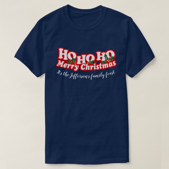 Camiseta Ho Ho Ho Feliz evento personalizado de Natal (Frente do Design)