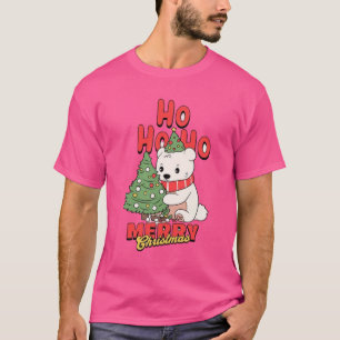 Camiseta Ho Ho Ho! Feliz Natal, Design de Urso Polar