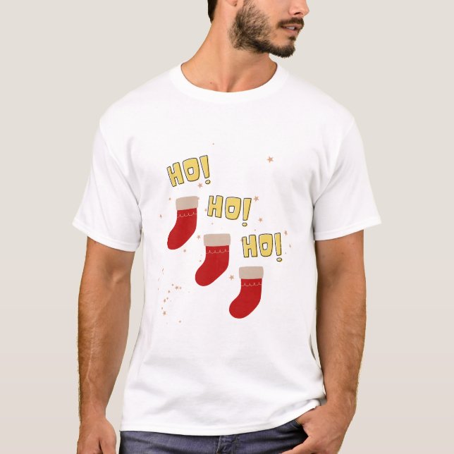 Camiseta Ho ho ho ho diversão Feliz design de Natal (Frente)