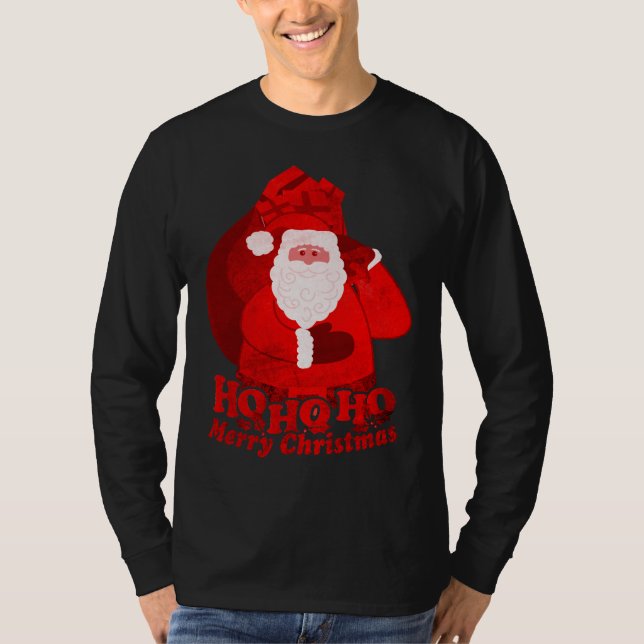 Camiseta Ho Ho Ho homens do papai noel do Feliz Natal (Frente)
