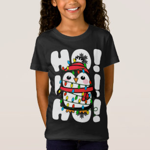 Camiseta Ho Ho Ho Natal Luz Pinguim Bonito
