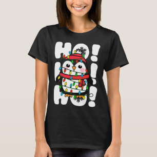 Camiseta Ho Ho Ho Natal Luz Pinguim Bonito