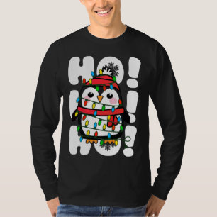 Camiseta Ho Ho Ho Natal Luz Pinguim Bonito