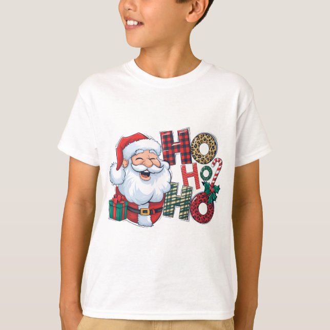 Camiseta Ho Ho Ho Papai noel de Natal - Férias Festivas (Frente)