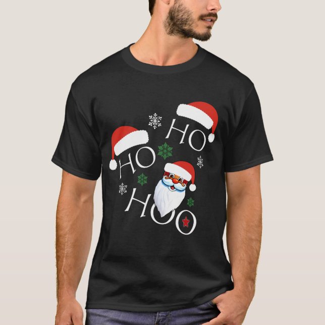 Camiseta Ho Ho Ho Papai noel T-Shirt Perfeito para Festivel (Frente)