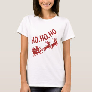 Camiseta Ho Ho Ho Papai Noel Trenó de Natal