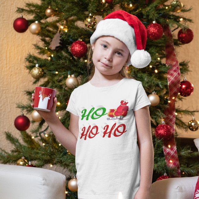 Camiseta Ho Ho Ho Papais noeis Sleigh Christmas green scrip (Criador carregado)