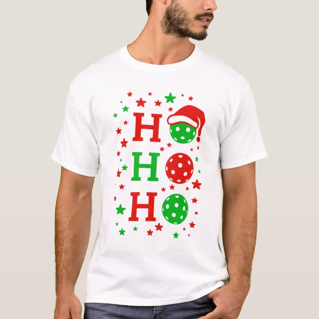 Camiseta Ho Ho Ho Pickleball - Esportes de Natal Engraçados (Frente)
