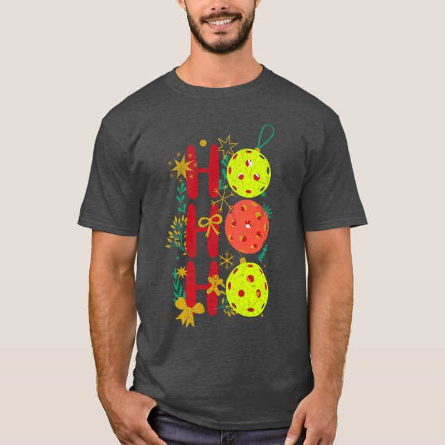 Camiseta Ho Ho Ho Pickleball Retro Natal (Frente)