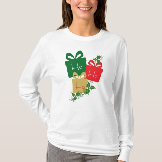 Camiseta Ho ho ho Presente Colorido (Frente)