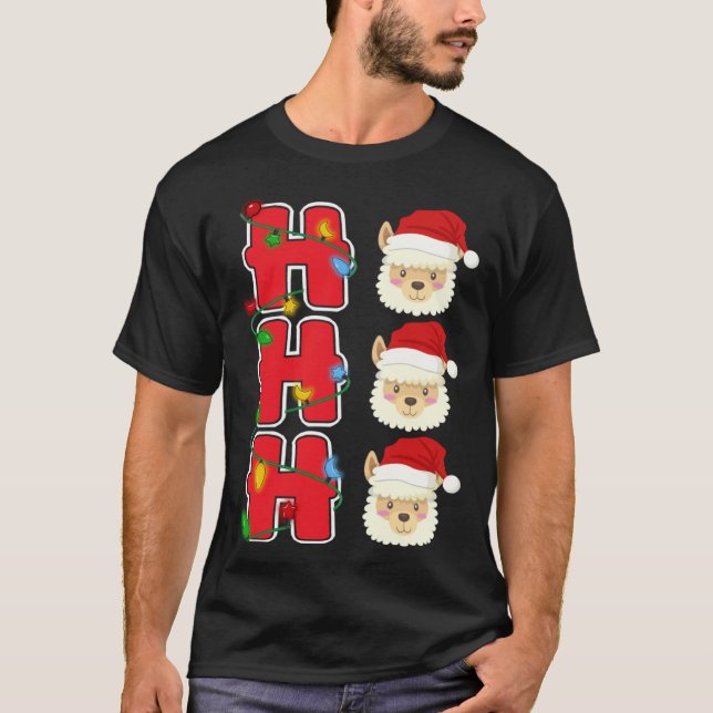 Camiseta Ho Ho Ho Santa Llama Christmas (Frente)