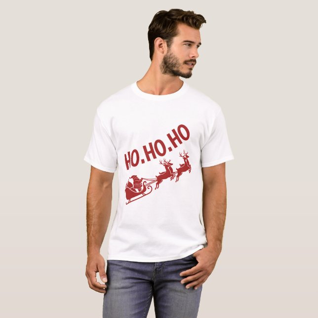 Camiseta Ho Ho Ho Santa Sleigh Ride Christmas (Frente Completa)