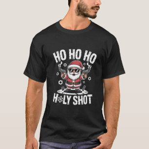 Camiseta Ho Ho Ho Tiro Sagrado Papai Noel com Arma América 