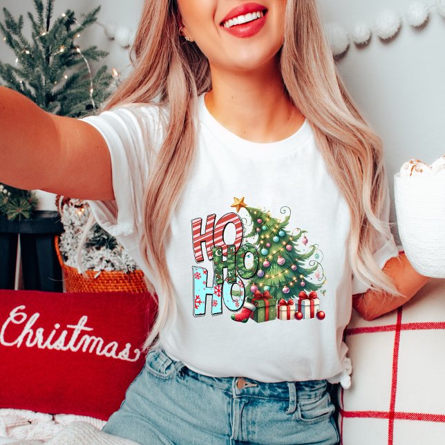 Camiseta Ho Ho Ho Tree T-Shirt de Natal (Criador carregado)