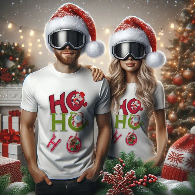 Camiseta HO HO HO White T-Shirt Natal (Criador carregado)
