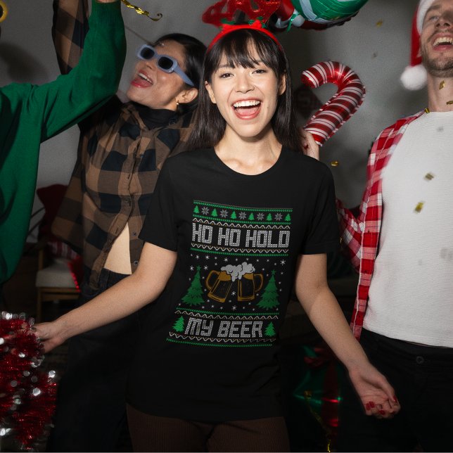 Camiseta Ho Ho Hold My Beer Funny Christmas  (Criador carregado)