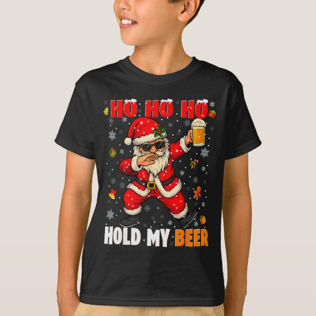 Camiseta Ho Ho Hold My Drink Cool Dabbing Santa Christmas X (Frente)