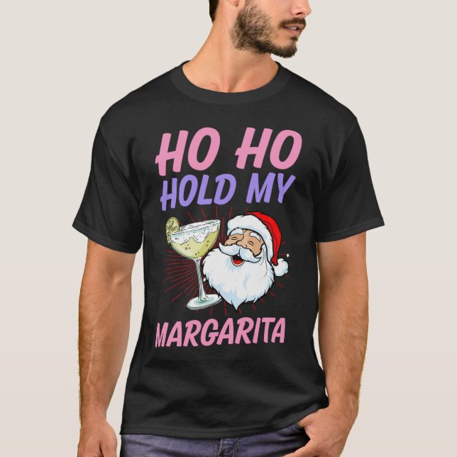 Camiseta Ho Ho Hold My Margarita Christmas In July Santa Va (Frente)