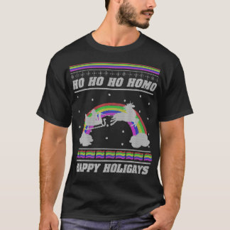 Camiseta Ho Ho Homo Happy Holigays LGBT Ugt Natal S