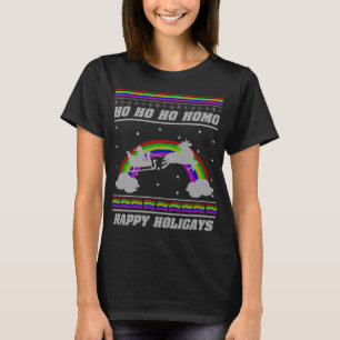 Camiseta Ho Ho Homo Happy Holigays LGBT Ugt Natal S