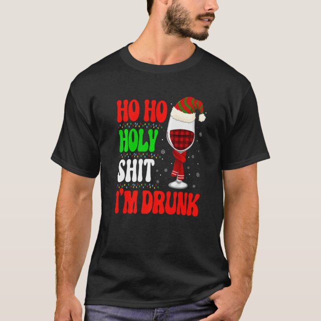 Camiseta Ho Ho  I'm Drunk Santa Wine Christmas Graphic (Frente)