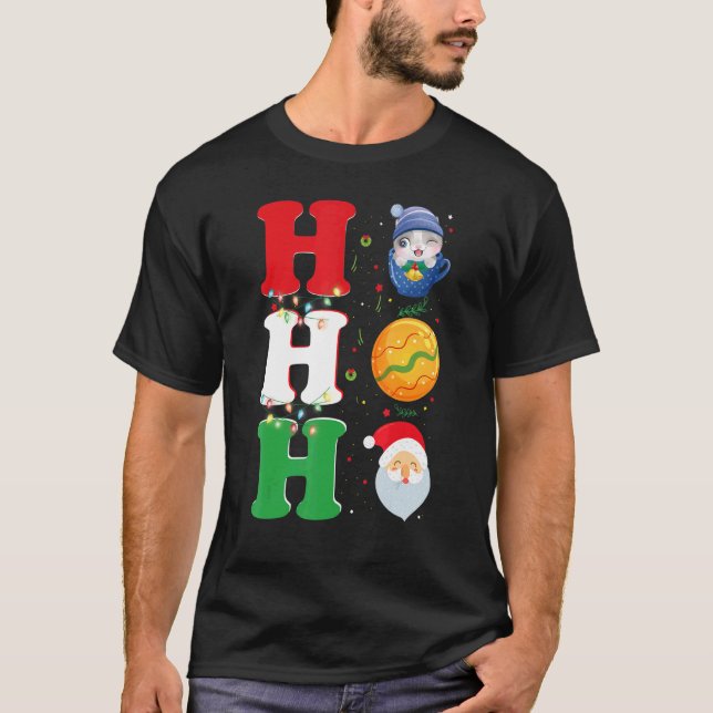 Camiseta Ho Ho Natal Santa Hat Xmas PJ (Frente)