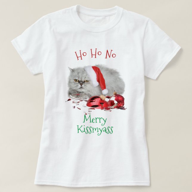 Camiseta Ho HO Nenhum Gato De Gato De Gato De Gato De Gato  (Frente do Design)