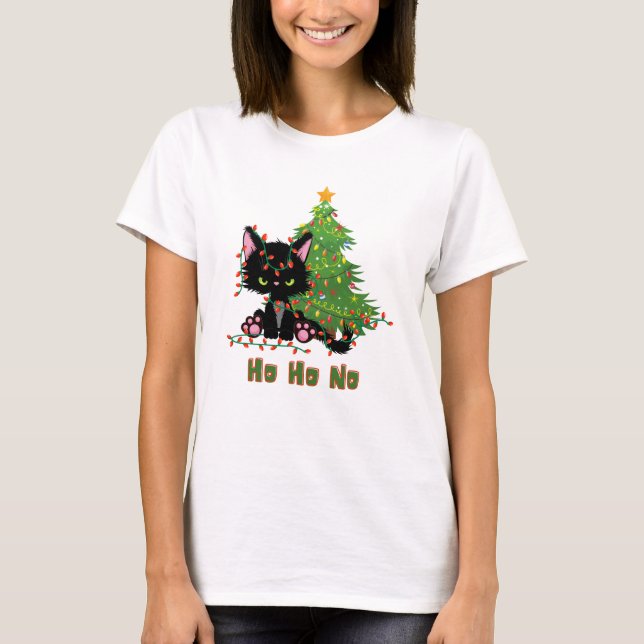 Camiseta HO HO NO Christmas Cat (Frente)
