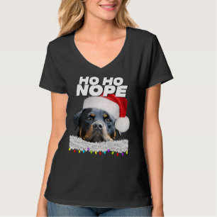 Camiseta Ho Ho Nope Rottweiler Bonito de Natal