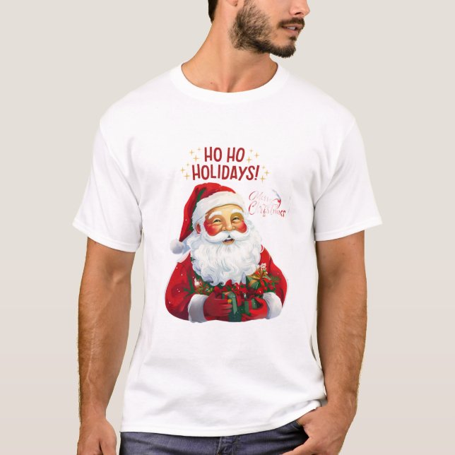 Camiseta Ho Ho Papai Noel - Natal Festivo (Frente)