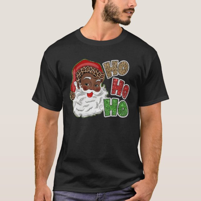 Camiseta Ho Ho Papais noeis afro-americanos Cristo Feliz ne (Frente)