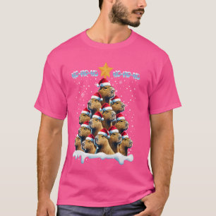 Camiseta Ho Ho Papais noeis Capybara Christmas Tree Funny C