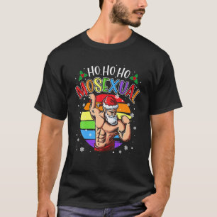 Camiseta Ho Ho Papais noeis Gay Mosexuais Figuras Rainbow L